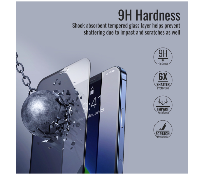 Promate Premium 9H Hardness Anti-Spy Tempered Glass Scratch-Resistant Privacy Screen Protector for iPhone 12 - Zoom Image 4