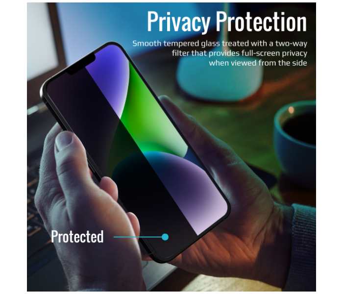 Promate Silicone Bumper and Shatter Protection Privacy Glass Screen Protector for iPhone 14 Plus - Zoom Image 3