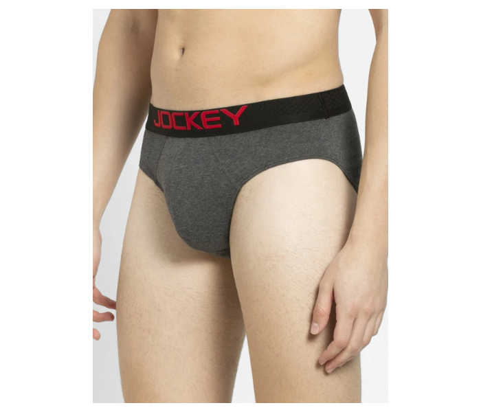 Jockey US07 Briefs with Exposed Waistband for Men Large - Dark Grey - Zoom Image 2