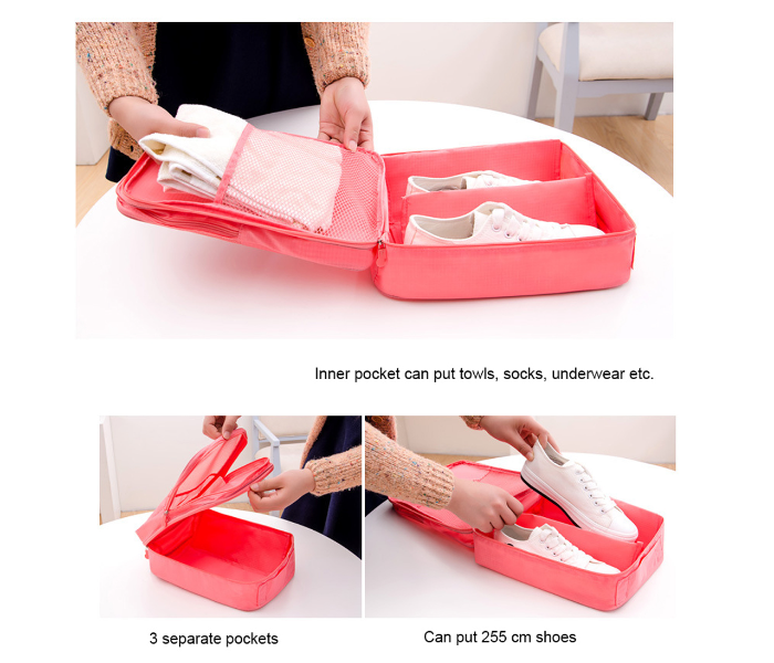 Korean Waterproof Travel Shoes Storage Bag - Pink - Zoom Image 2