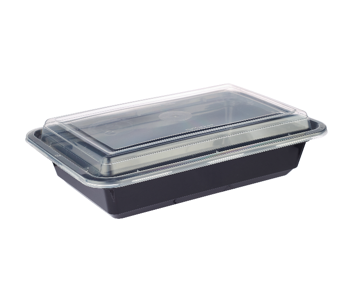 Hotpack HSMBBRE24 Set of 5 Pieces 24 Oz Black Base Rectangular Container With Lids - Zoom Image 4