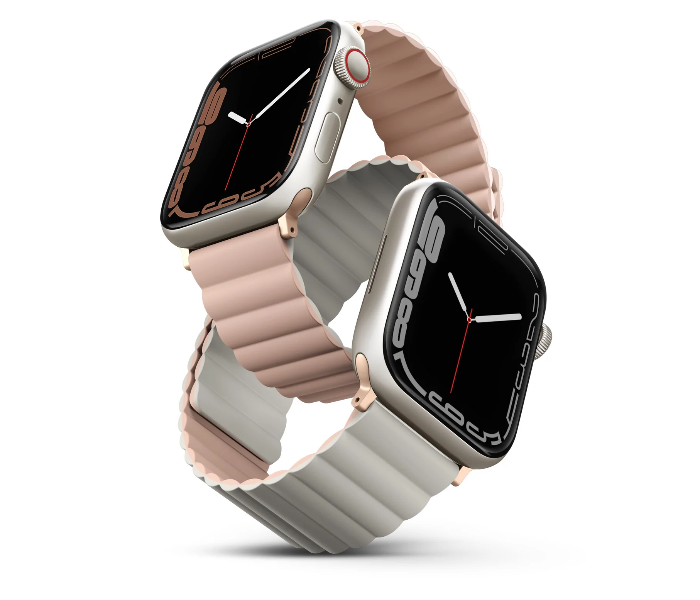 Uniq Revix Reversible Magnetic 45 44 or 42mm Apple Watch Strap - Pink and Beige - Zoom Image 1