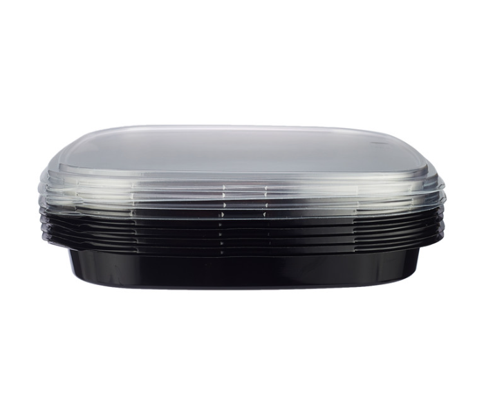 Hotpack HSMSC36B Set of 5 Pieces Black Sushi Container Base With Lid - Zoom Image 2