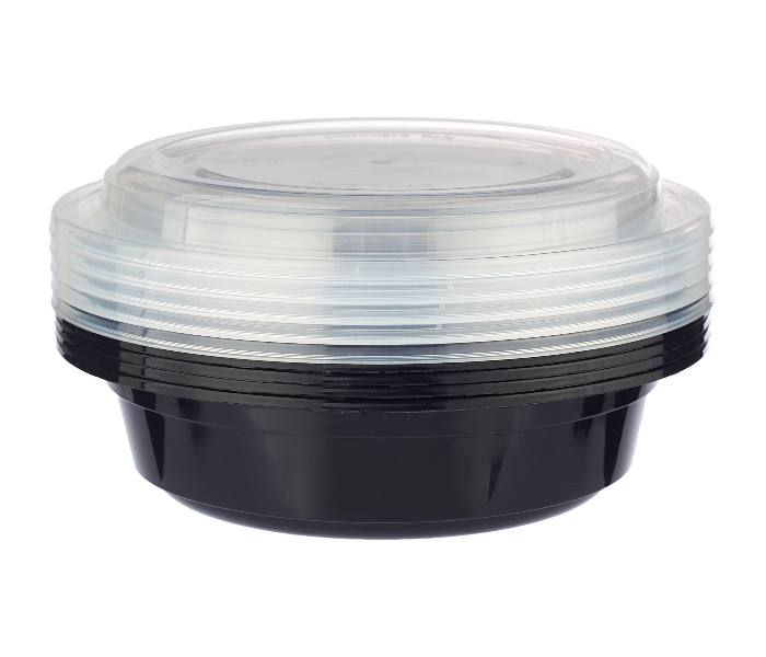 Hotpack HSMBBRO16 Set of 5 Pieces 16 Oz Black Base Round Container With Lids - Zoom Image 2