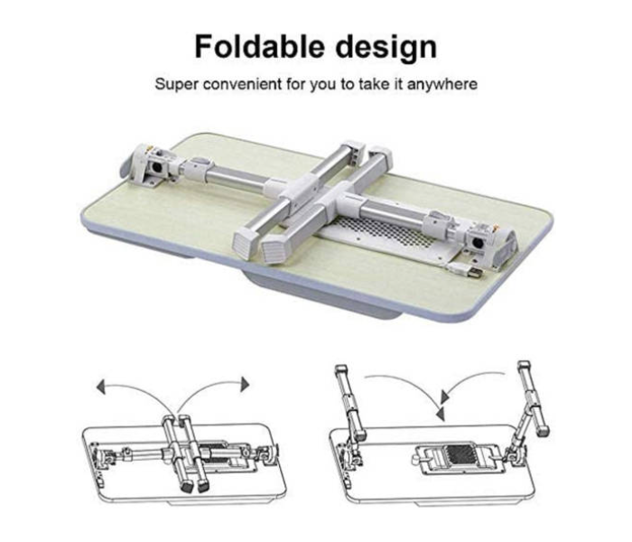 Foldable and Adjustable Tilt Angle Laptop Table With Cooling Fan - Grey - Zoom Image 2