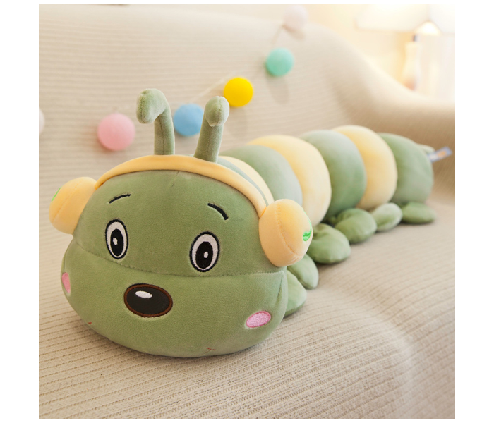 Soft and Lightweight 110cm Caterpillar Design Pillow - Green and Yellow - Zoom Image 2