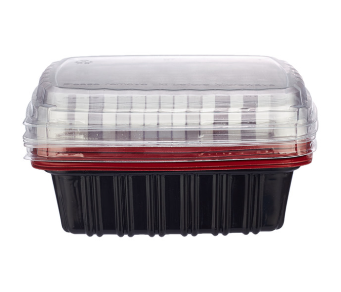 Hotpack HSMRB750 Set of 5 Pieces 750 ml Red and Black Base Container With Lids - Zoom Image 2