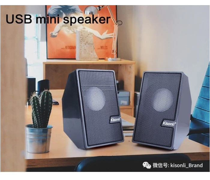 Kisonli AN011 2.0 Channel USB Mini Speaker - Black - Zoom Image 3