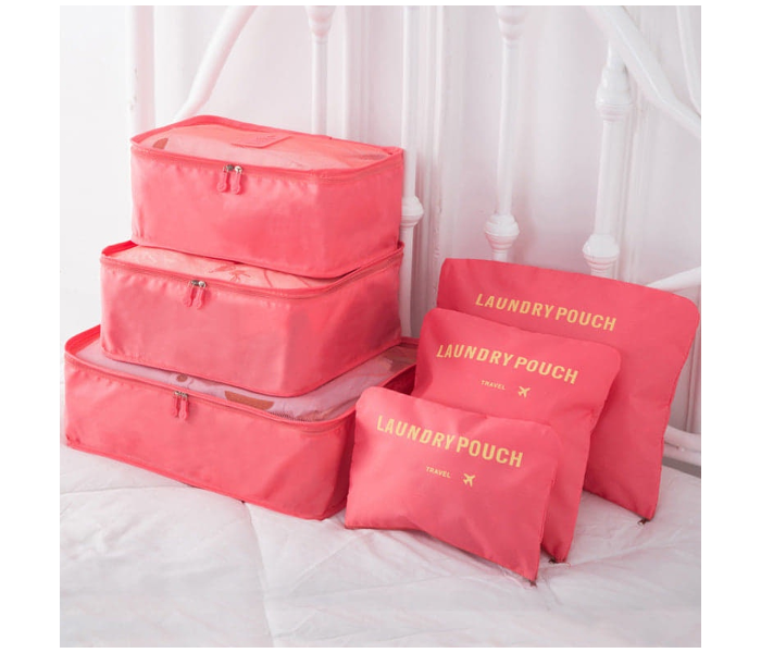 Set of 6 Korean Waterproof Travel Storage Multifunctional Bags - Pink - Zoom Image 1