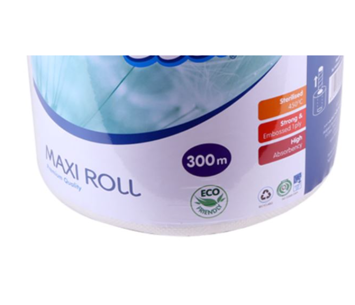 Hotpack SNCMRIW Soft N Cool 1Ply 1Roll 300Metre Embossed Perforated Paper Maxi Roll - Zoom Image 3