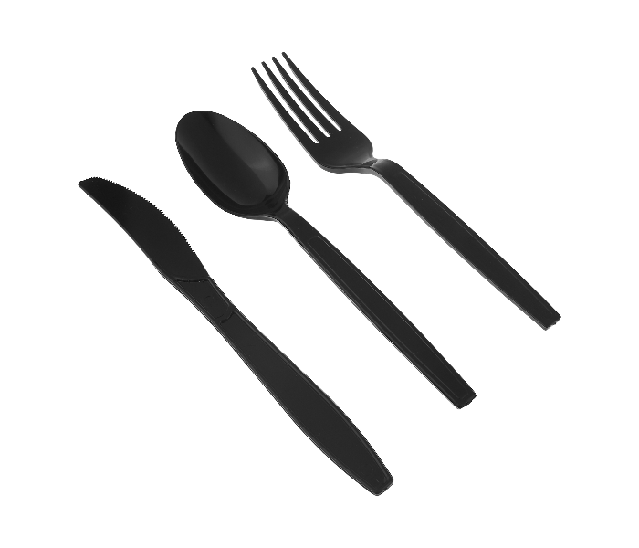 Hotpack HSMCPHDB Set of 12 Spoon 12 Fork 12 Knife Black Heavy Duty Cutlery - Zoom Image 2