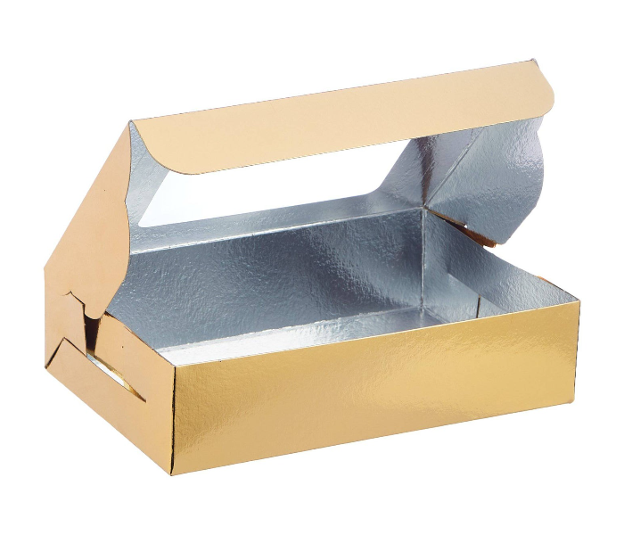 Hotpack HSMSBAGW1510 Set of 5 Pieces Aluminium or Gold Quoted Window Sweet Box - Zoom Image 2