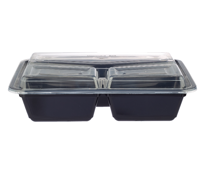 Hotpack HSMBBMC3C Set of 5 Pieces 3 Compartment Black Base Container With Lid - Zoom Image 3