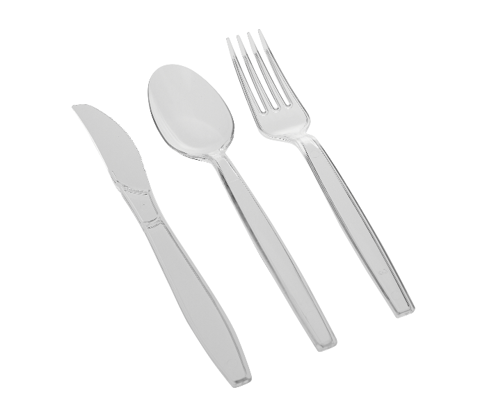 Hotpack HSMCPHDC Set of 12 Spoon 12 Fork 12 Knife Clear Heavy Duty Cutlery - Zoom Image 2