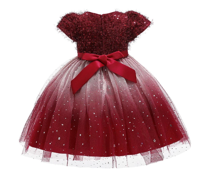 Beautiful Party Wear Model Frock for 5 Year Old Baby Girls - Maroon - Zoom Image 2