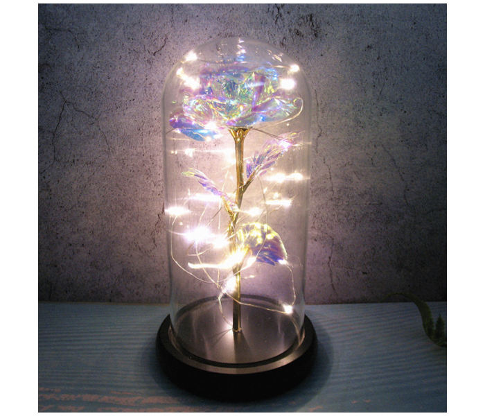 Rose In Glass Cover With Led Home Decor - Zoom Image 1