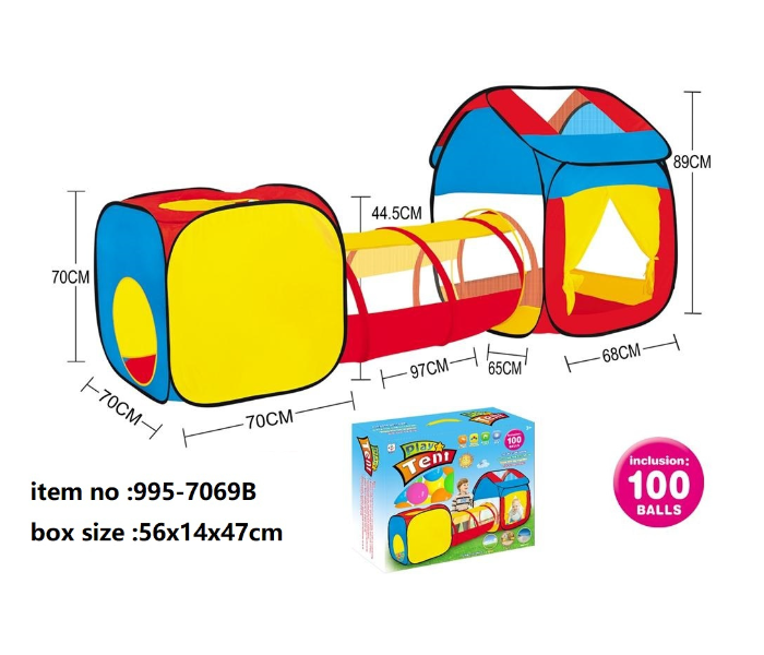 995-7069B 3 in 1 Tent with Set of 100 Pieces Ball Activity Toy for Kids - Zoom Image