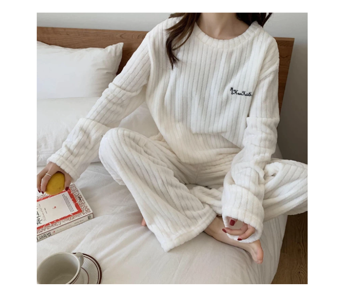 Winter Flannel Velvet Pajamas Sets Sleepwear for Women - White - Zoom Image 2