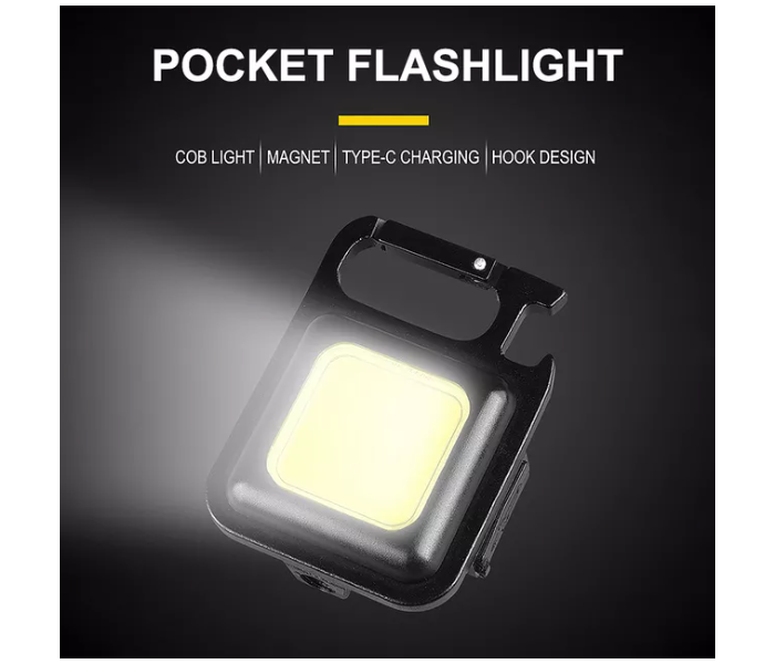 2 Piece Portable Pocket Flashlight Keychains Mini Lantern LED Flashlight Work Light USB Rechargeable For Outdoor Camping Light Corkscrew - Zoom Image 2