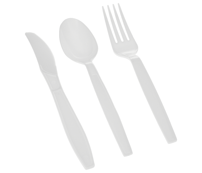 Hotpack HSMCPHDW Set of 12 Spoon 12 Fork 12 Knife White Heavy Duty Cutlery - Zoom Image 2