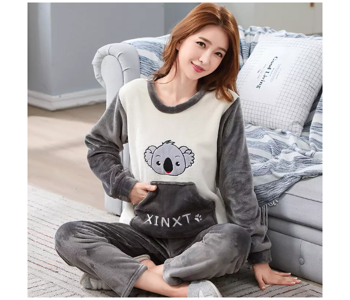 Femme Cartoon Printed Furry Plush Winter Warm Velvet Pajamas Set for Women - Free size Mixed Color - Zoom Image 4