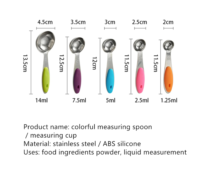 Set of 5 Pieces Stainless Steel Small Measuring Cups And Spoons - Silver - Zoom Image 3