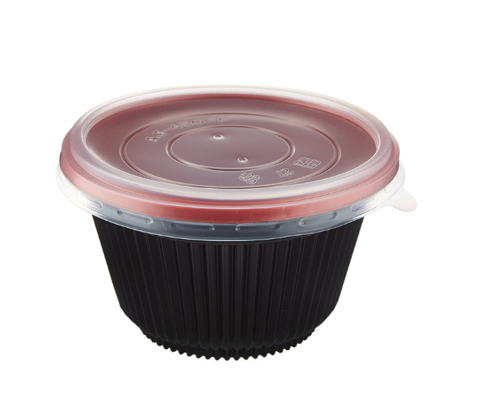 Hotpack HSMRBSB700 Set of 5 Pieces 700 ml Red and Black Base Soup Bowls With Lids - Zoom Image 4