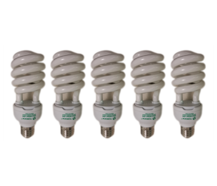 Set of 5 Piece CFL-tr24w-hse27wh5 CFL Half Spiral 24Watts E27 Thread Daylight - Zoom Image 2