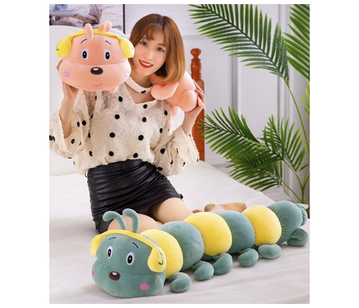 Soft and Lightweight 110cm Caterpillar Design Pillow - Green and Yellow - Zoom Image 3