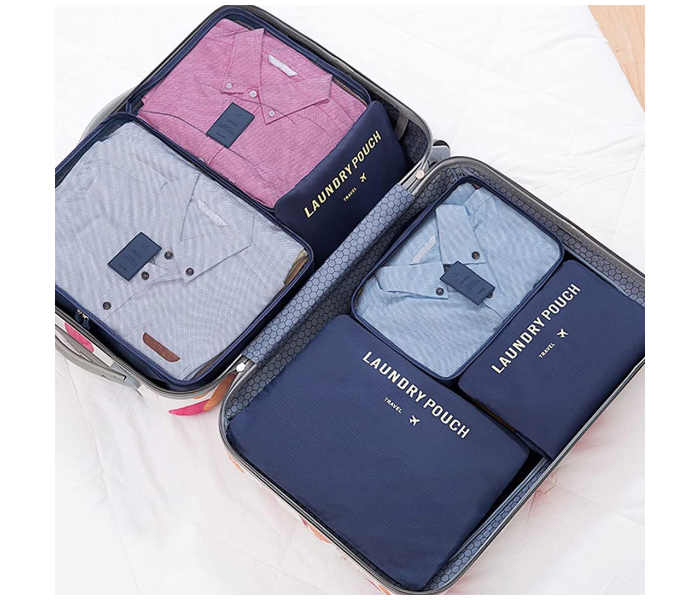 Set of 6 Korean Waterproof Travel Storage Multifunctional Bags - Navy Blue - Zoom Image 4