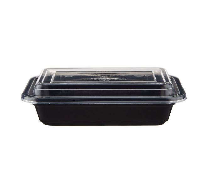 Hotpack HSMBBRE8 Set of 5 Pieces 8 Oz Black Base Rectangular Container With Lids - Zoom Image 3