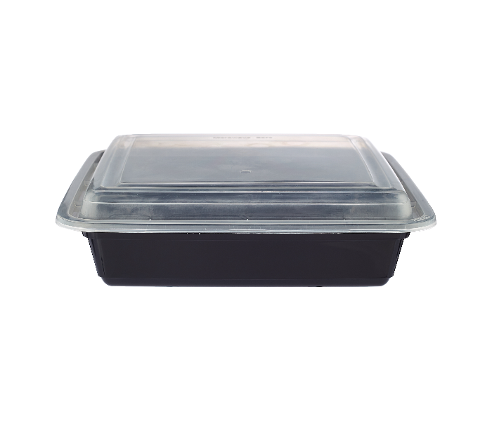 Hotpack HSMBBRE48 Set of 5 Pieces 48 Oz Black Base Rectangular Container With Lids - Zoom Image 3