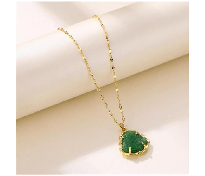 Jade Laughing Buddha Design Pendant Necklace for Women - Zoom Image 2