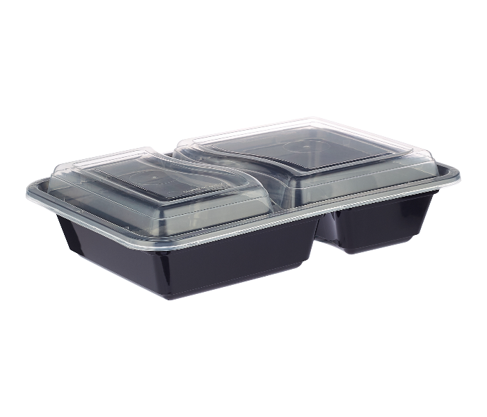 Hotpack HSMBBMC2C Set of 5 Pieces 2 Compartment Black Base Container With Lid - Zoom Image 3