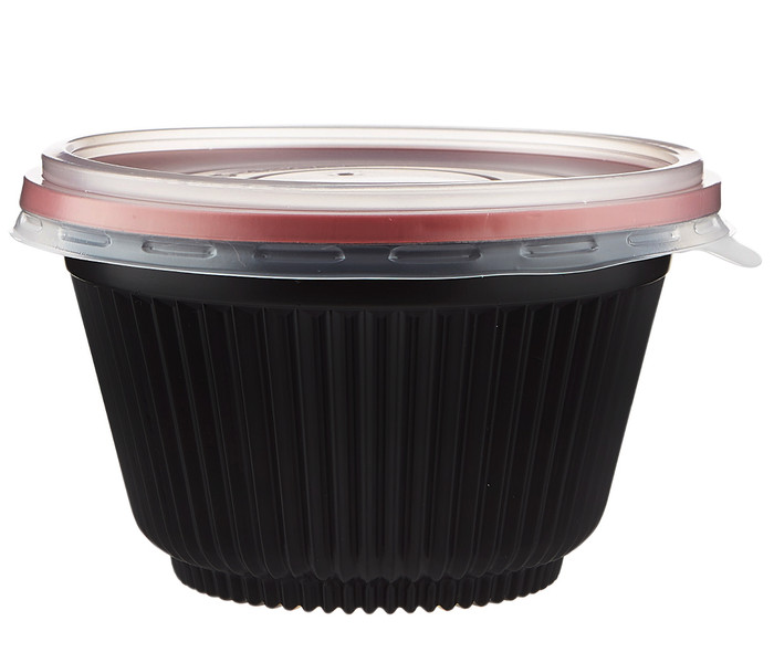 Hotpack HSMRBSB450 Set of 5 Pieces 450 ml Red and Black Base Soup Bowls With Lids - Zoom Image 1