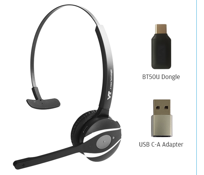 VT9200 Mono+BT50U Microphone with ENC Function Bluetooth Headset - Black - Zoom Image