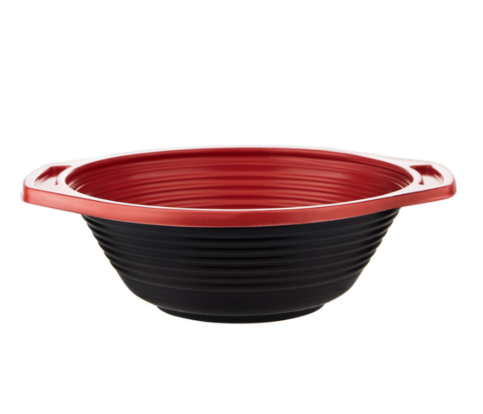 Hotpack HSMRBSB1000 Set of 5 Pieces 1000 ml Red and Black Base Soup Bowls With Lids - Zoom Image 4