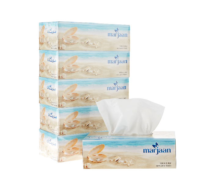 Hotpack MRJT150 150Pulls 2Ply Marjan 5Box Facial Tissue - Zoom Image 1