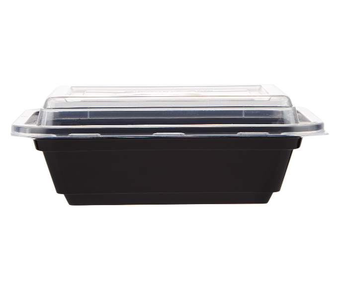 Hotpack HSMBBRE12 Set of 5 Pieces 12 Oz Black Base Rectangular Container With Lids - Zoom Image 3