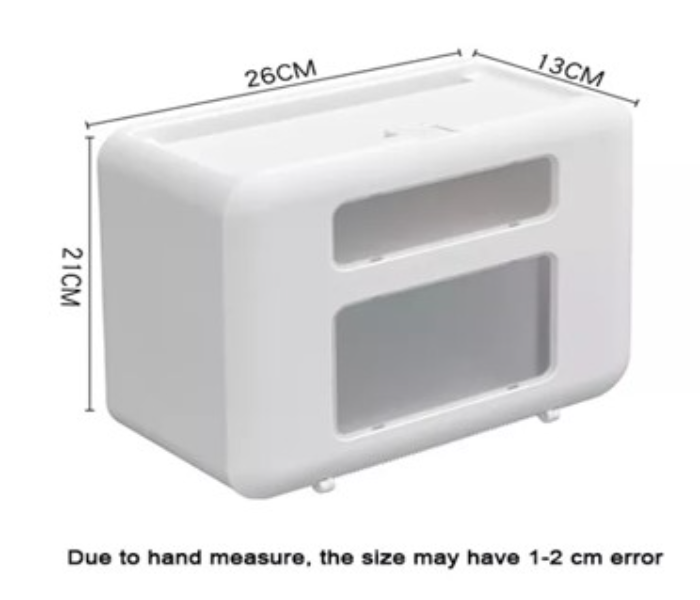 Double-Layer Tissue Box Wall-Mounted Storage Box -Toilet Waterproof Roll Holder Toilet Paper Holder - White - Zoom Image 2