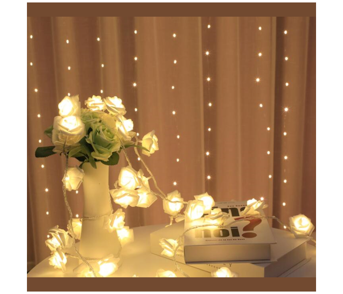 LED Rose Light String with 1.5Meter USB and 10 Flowers - White - Zoom Image 3