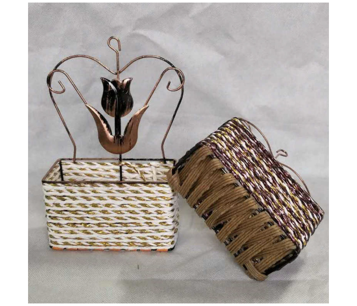 High-End Wrought Iron Rattan Flower Basket - Zoom Image 3