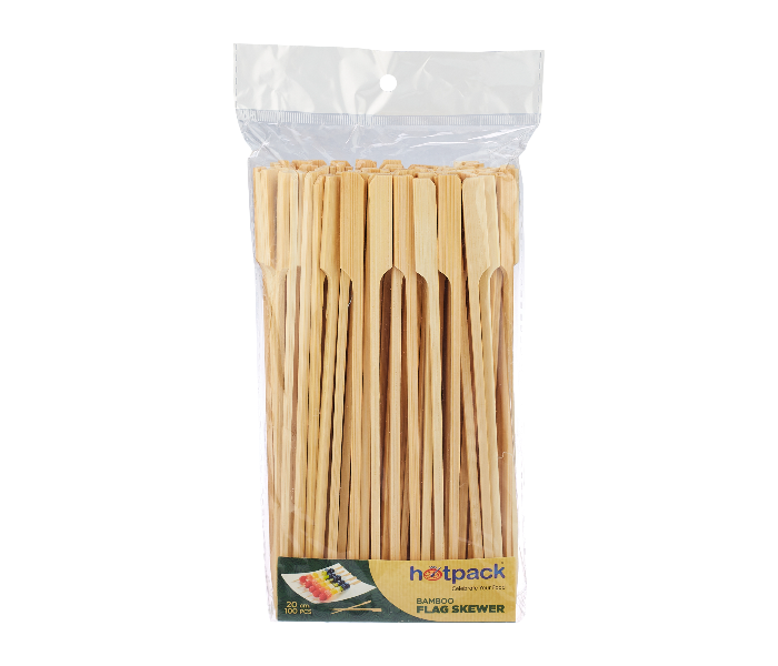 Hotpack HSMBFS20 Set of 100 Pieces 20cm Bamboo Flag Skewer - Zoom Image 1