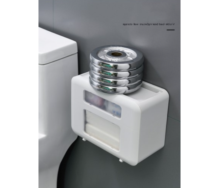 Double-Layer Tissue Box Wall-Mounted Storage Box -Toilet Waterproof Roll Holder Toilet Paper Holder - White - Zoom Image 6