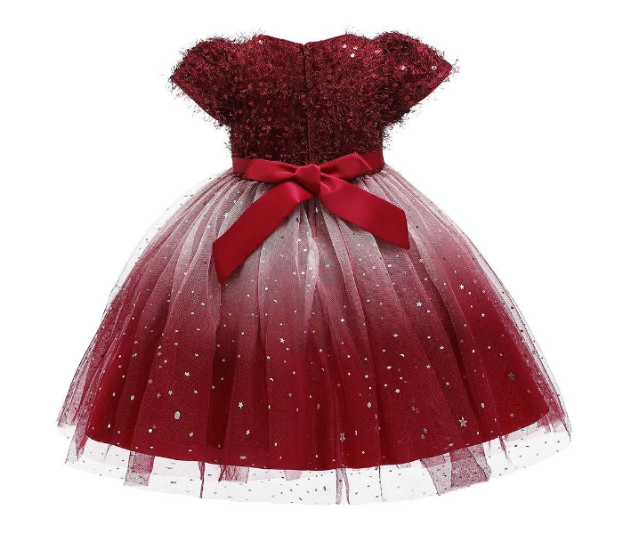 Beautiful Party Wear Model Frock for 8 Year Old Baby Girls - Maroon - Zoom Image 2