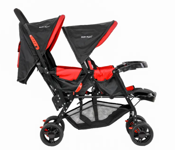 Baby Plus BP7743 Twin Stroller with Reclining Seat - Red - Zoom Image 3