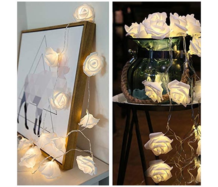 LED Rose Light String with 1.5Meter USB and 10 Flowers - White - Zoom Image 5