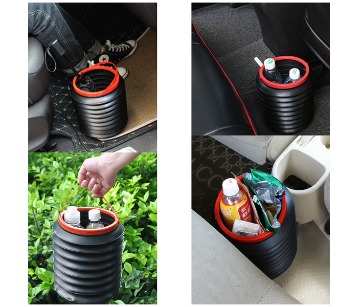 Car Creative 4Litre Folding Storage Bucket With Lid - Black and Red - Zoom Image 5