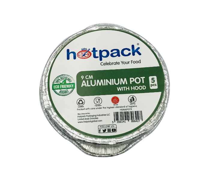 Hotpack HSMAPOT9X10 Set of 10 Pieces 9 cm Aluminium Pot With Hood - Zoom Image