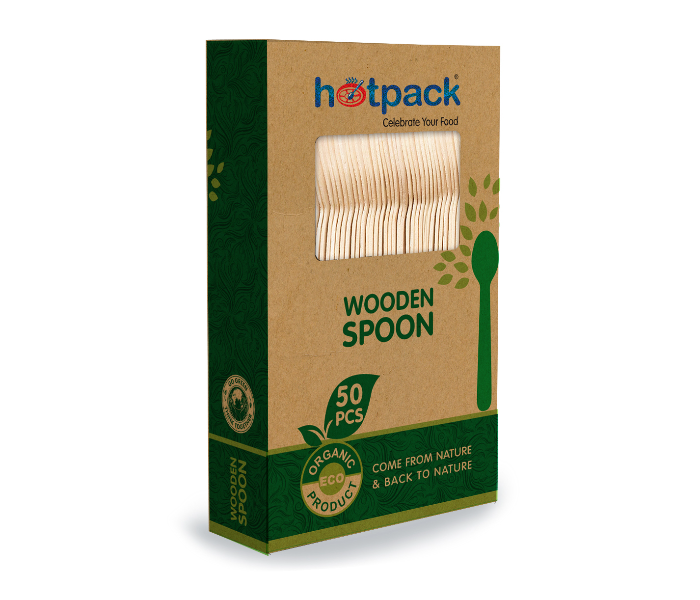 Hotpack HSMWDSPB Set of 50 Pieces Wooden Spoon - Zoom Image 1